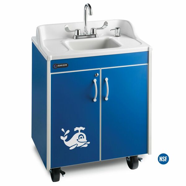 Ozark River Mfg Child Height Lil' Premier Blue Hot & Cold Water Portable Sink CHSTB-ABW-AB1N